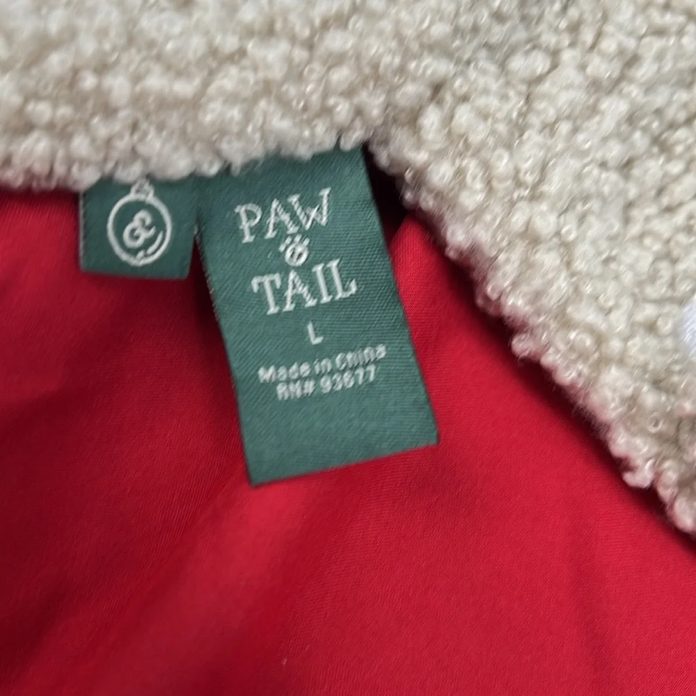 Paw &‎ Tail Red Gingerbread Dog Vest with Tan Sherpa Fur Hook & Loop Close Large